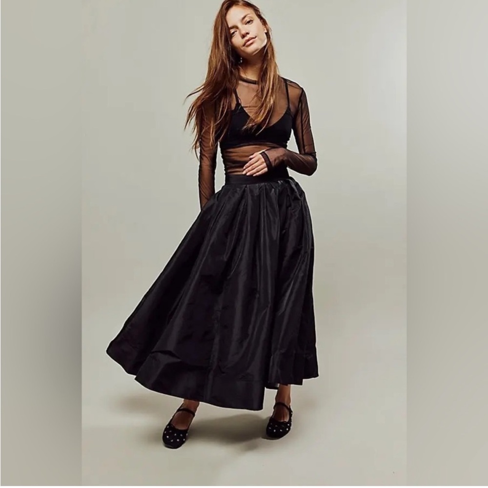 Free People Elegant Black Full Skirt
